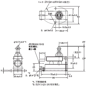 ZE / ZV / ZV2 / XE / XV / XV2 外形尺寸 33 ZV(2)-Q21-2_Dim