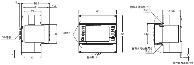 KM-N2-FLK 外形尺寸 2 