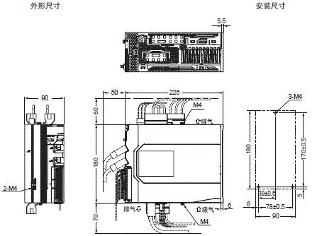 R88M-1□ / R88D-1SN□-ECT 外形尺寸 5 