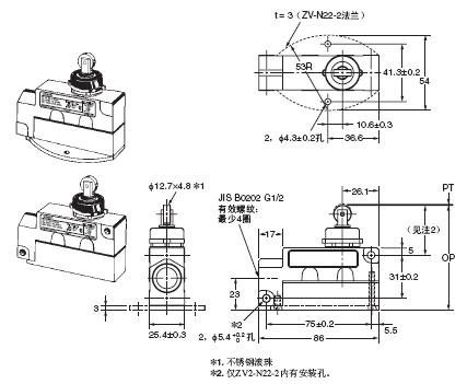 ZE / ZV / ZV2 / XE / XV / XV2 外形尺寸 44 ZV(2)-N22-2_Dim